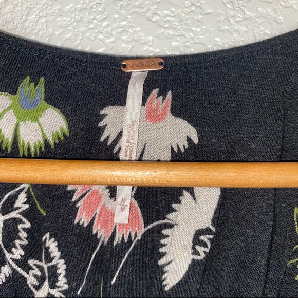 Free People Floral Back Slit Back Blouse Tank Top - Picture 9 of 14